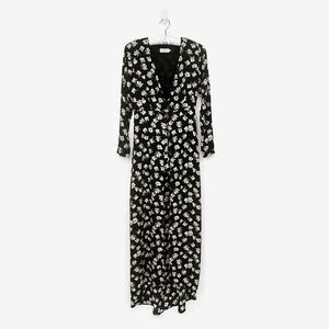 Lioness Maxi Romper‎ Dress Size M Black Floral Boho Chic Romantic Resort Glam